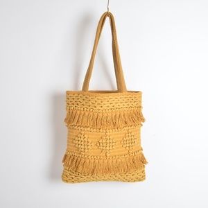 Tufted & tasseled honey tote bag